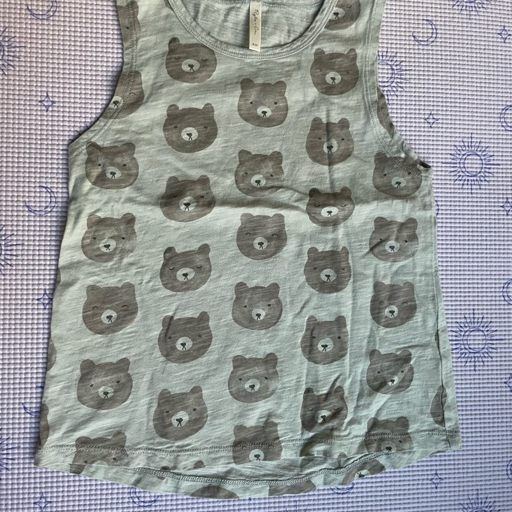 Rylee + Cru Gray Bear Print Kids Tank Top size 6-7